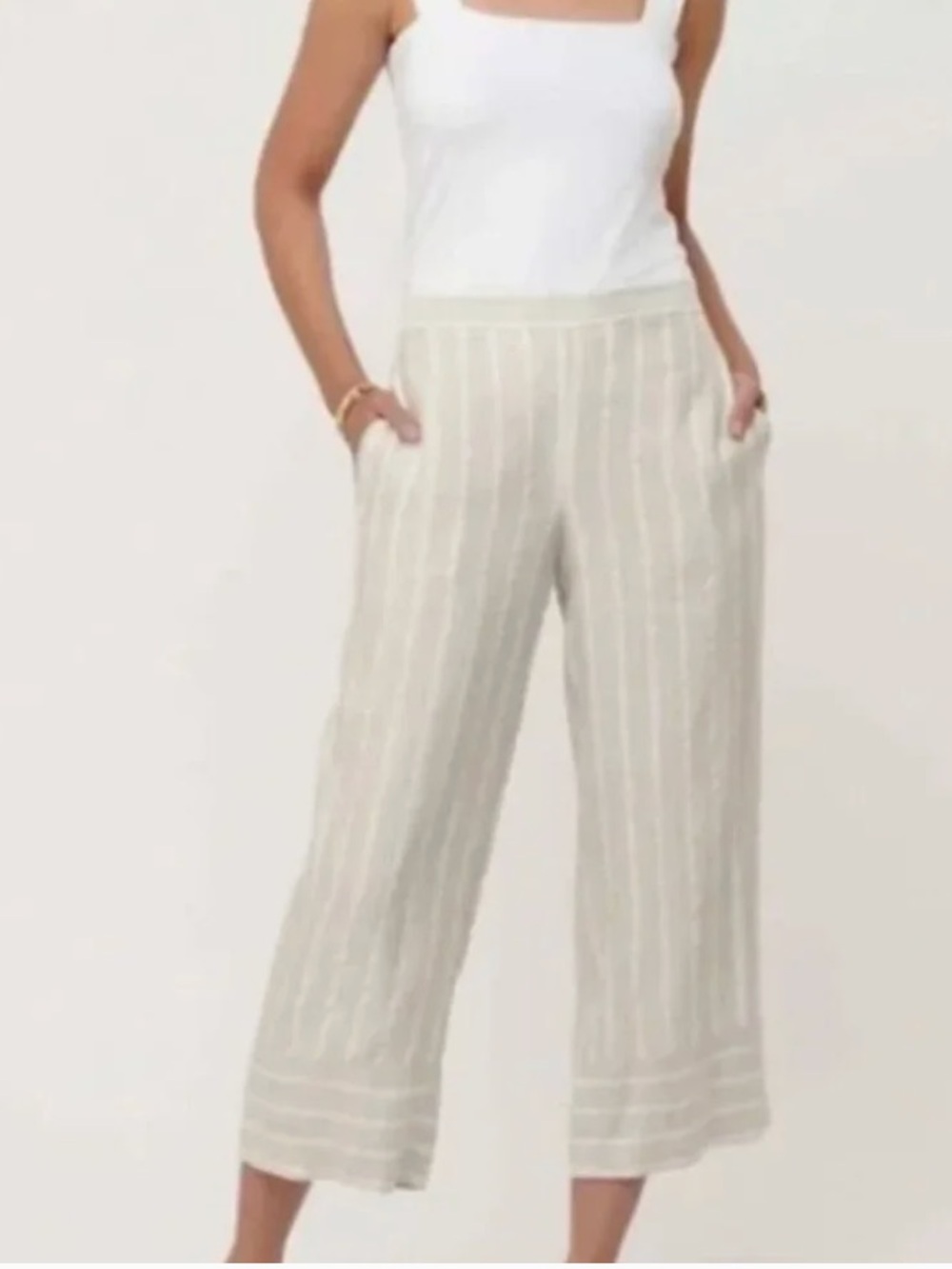LOFT Wide-Leg Crop Pants — Cream & Ivory Plaid
